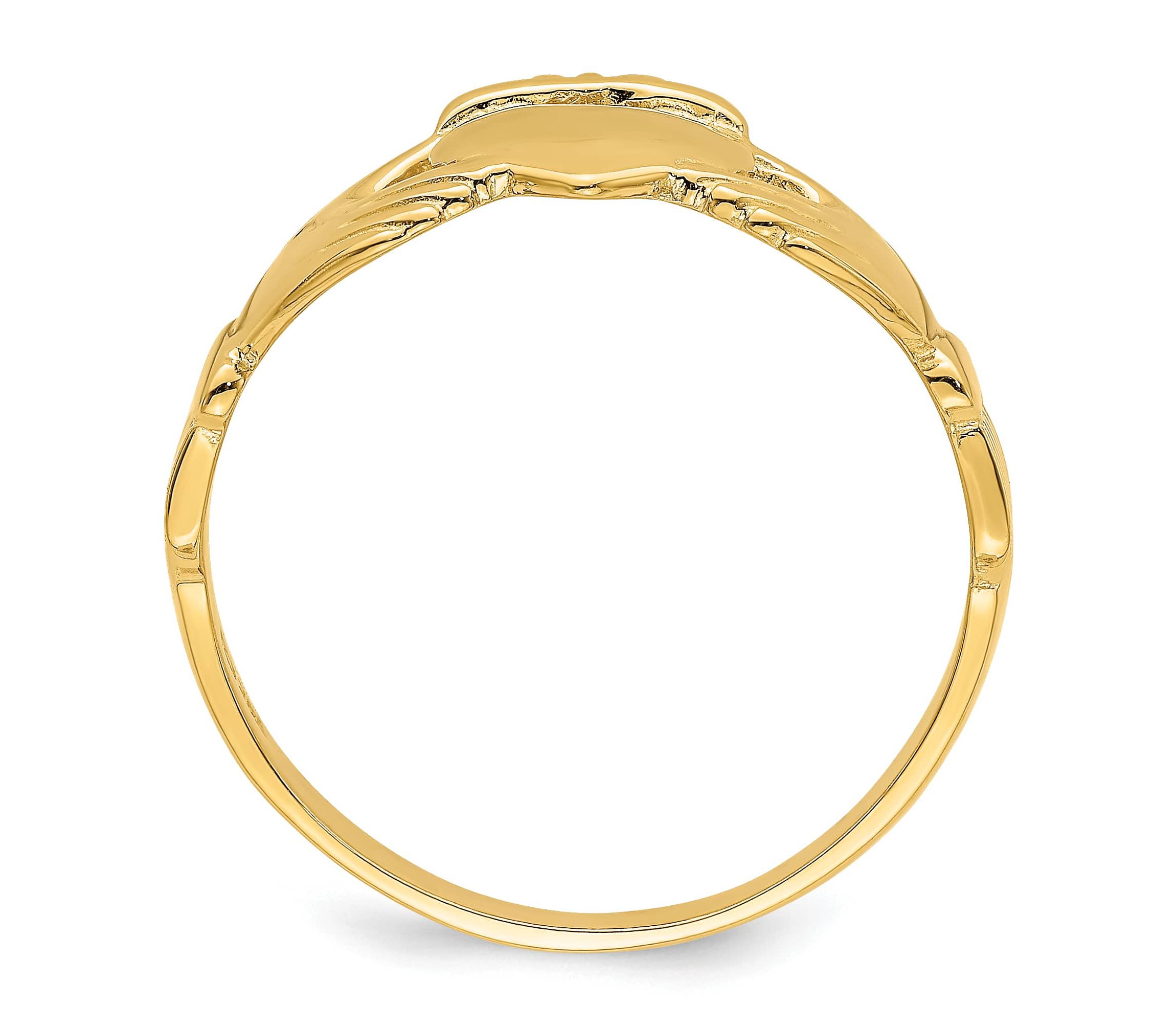 14K Yellow Gold Polished Claddagh Ring