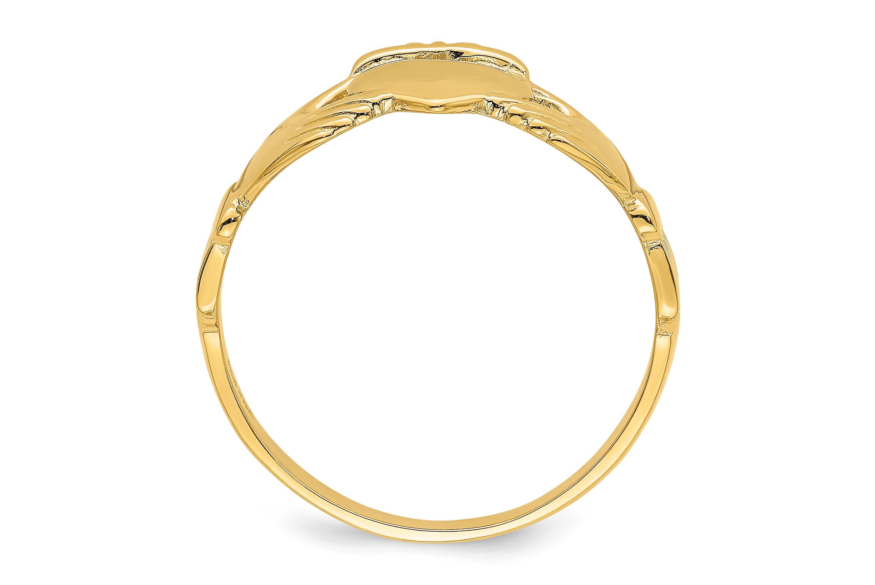 14K Yellow Gold Polished Claddagh Ring