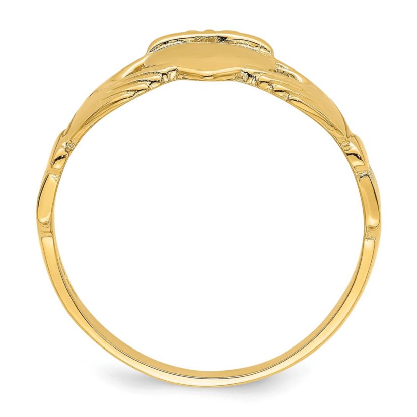 14K Yellow Gold Polished Claddagh Ring