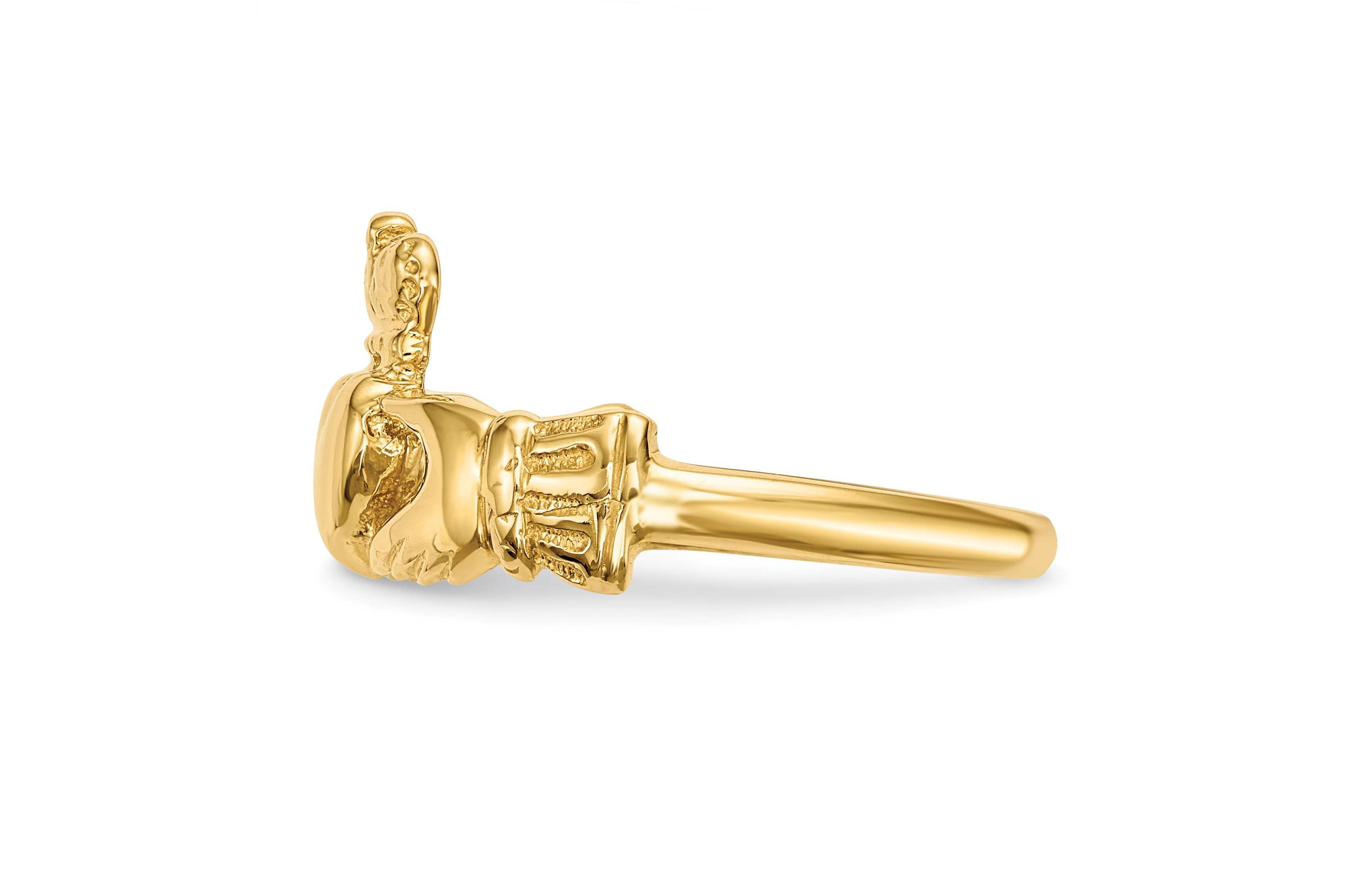 14K Yellow Gold Polished Claddagh Ring