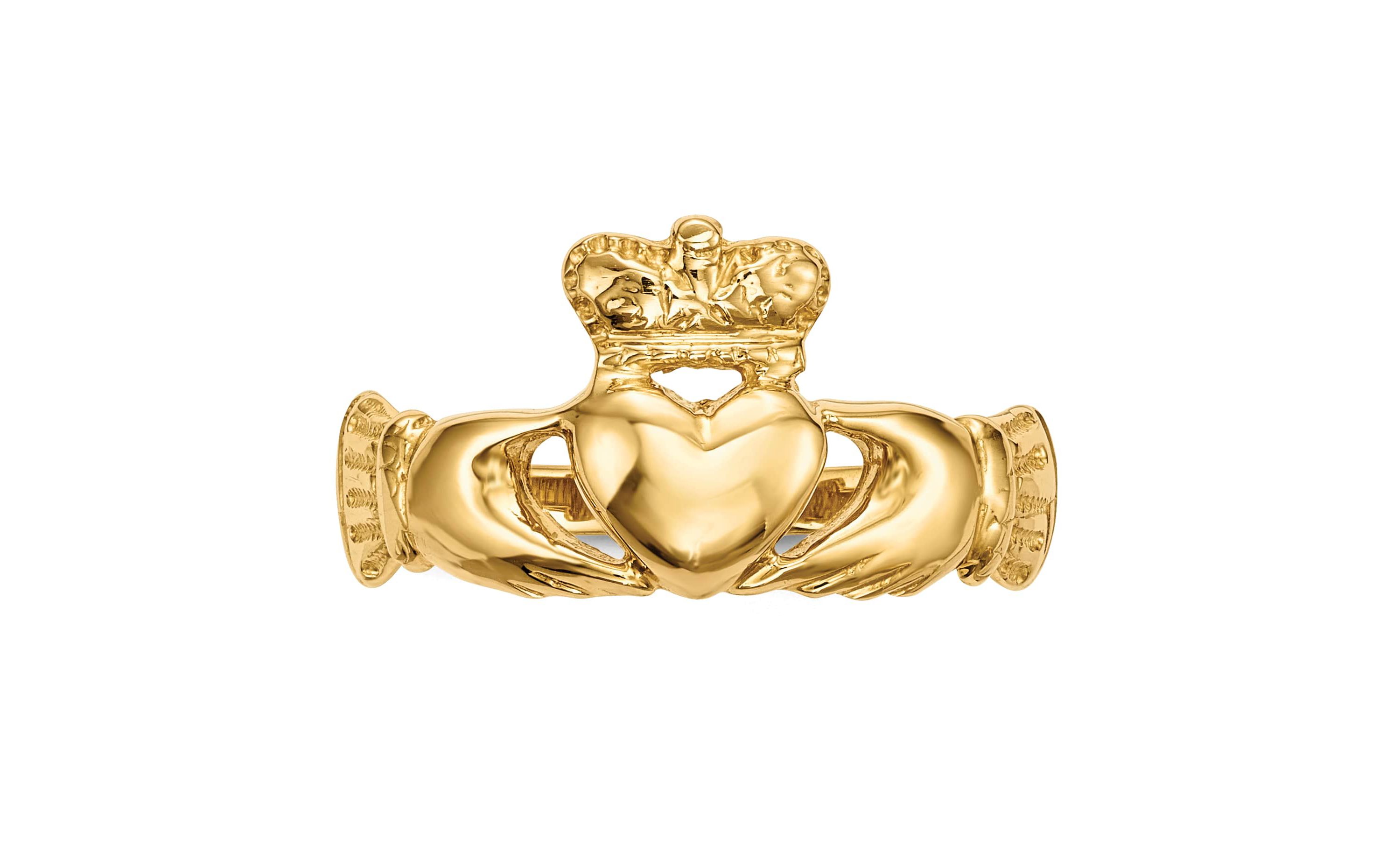 14K Yellow Gold Polished Claddagh Ring