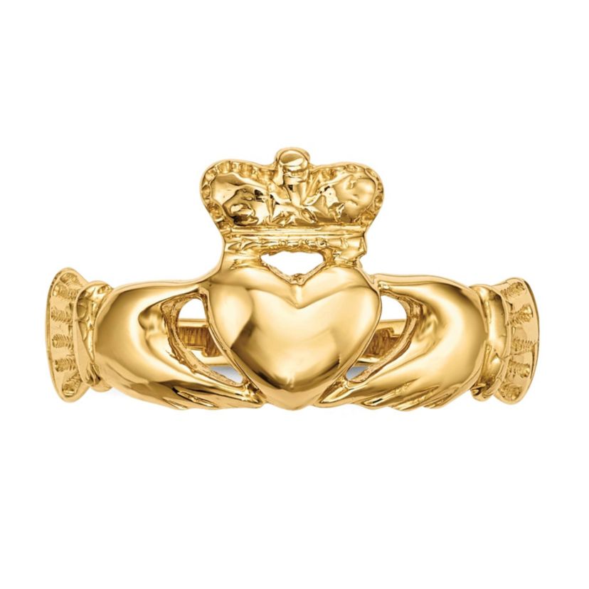 14K Yellow Gold Polished Claddagh Ring