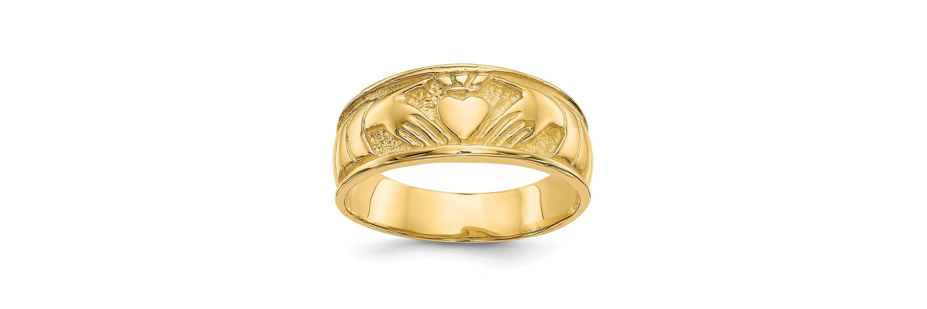 14K Yellow Gold Ladies Claddagh Band