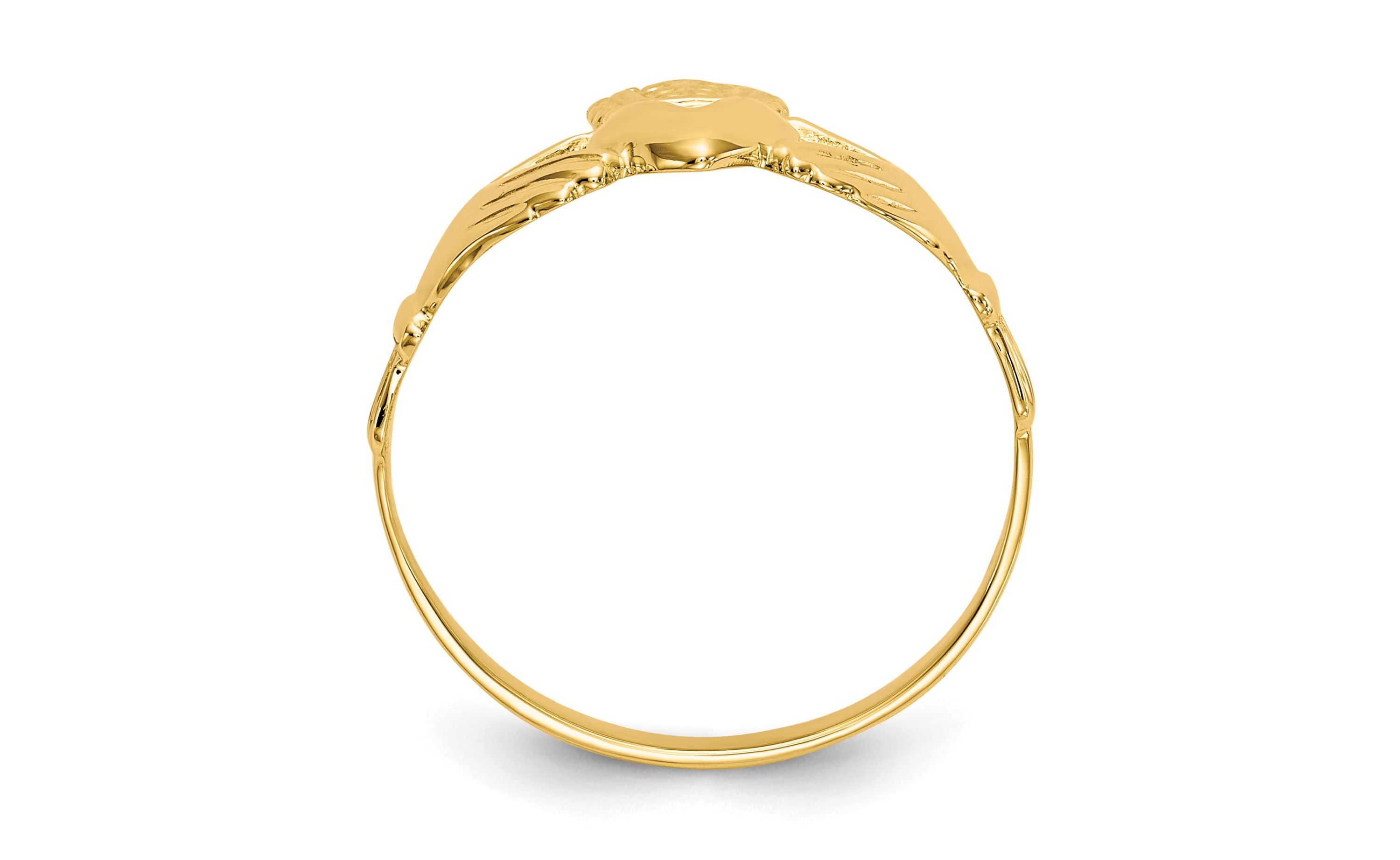 14K Yellow Gold Polished Claddagh Ring