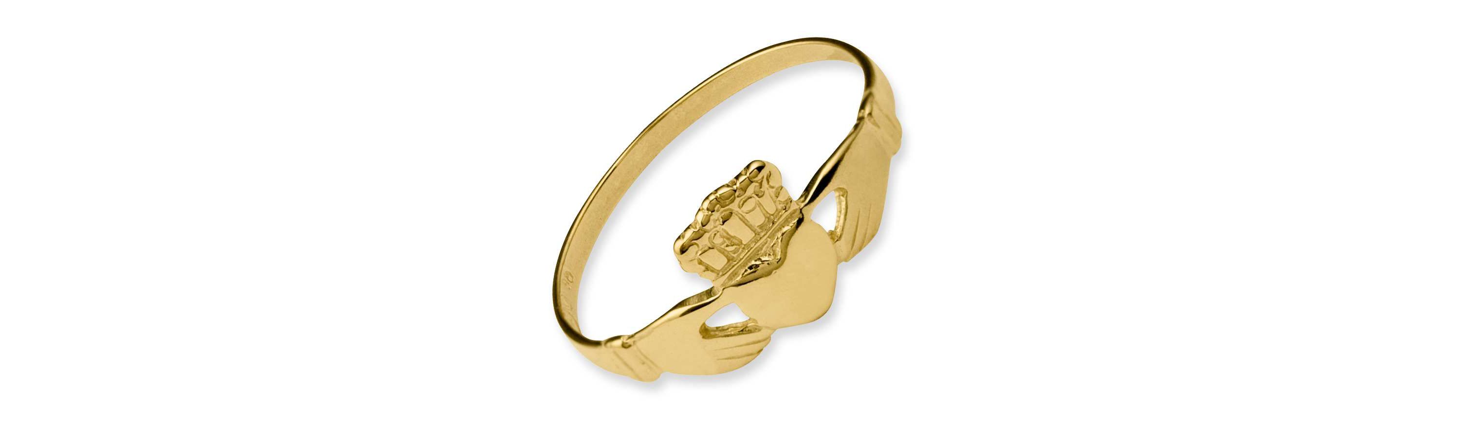 14K Yellow Gold Polished Ladies Claddagh Ring