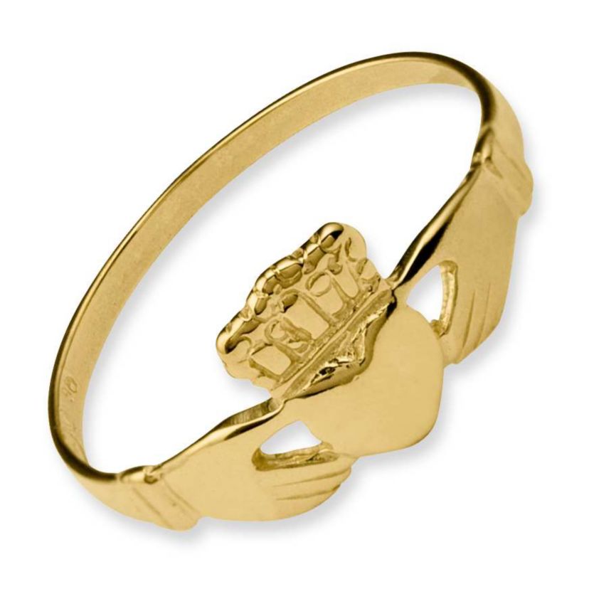 14K Yellow Gold Polished Ladies Claddagh Ring