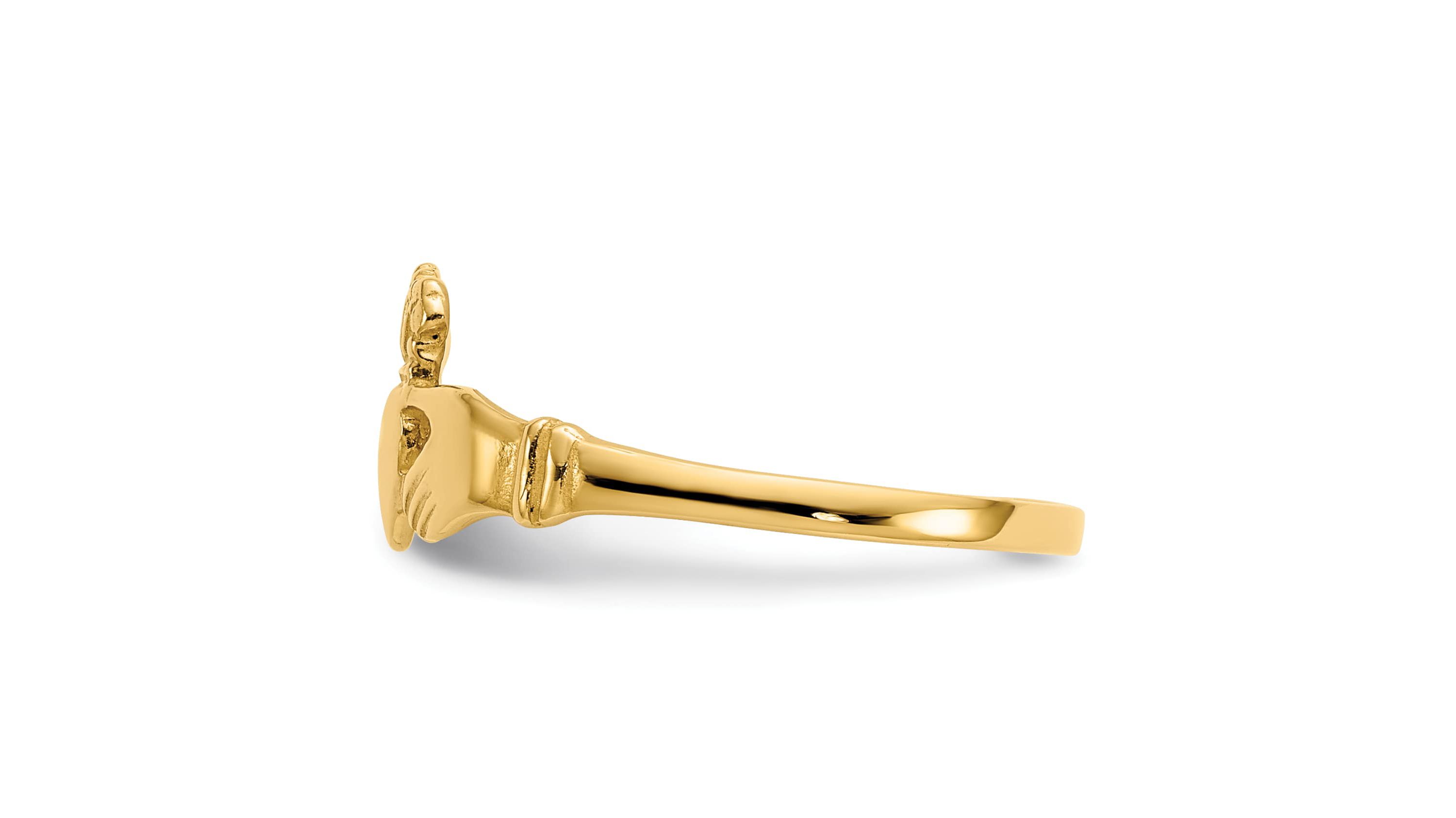 14K Yellow Gold Polished Ladies Claddagh Ring