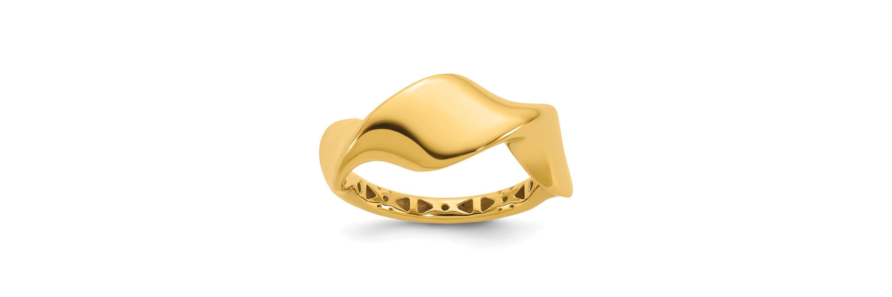 14K Yellow Gold Polished Wavy Ring