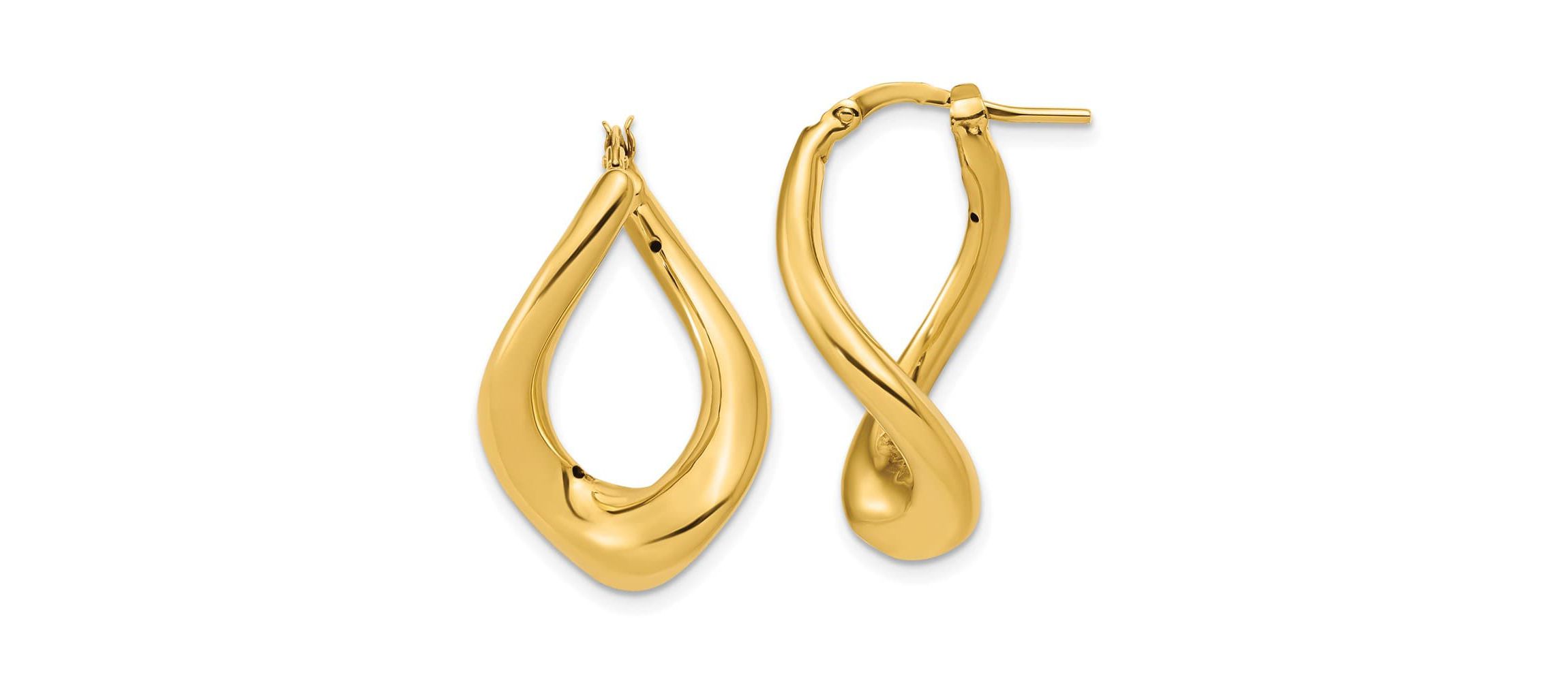 14K Yellow Gold Polished Twist Hoop Earrings