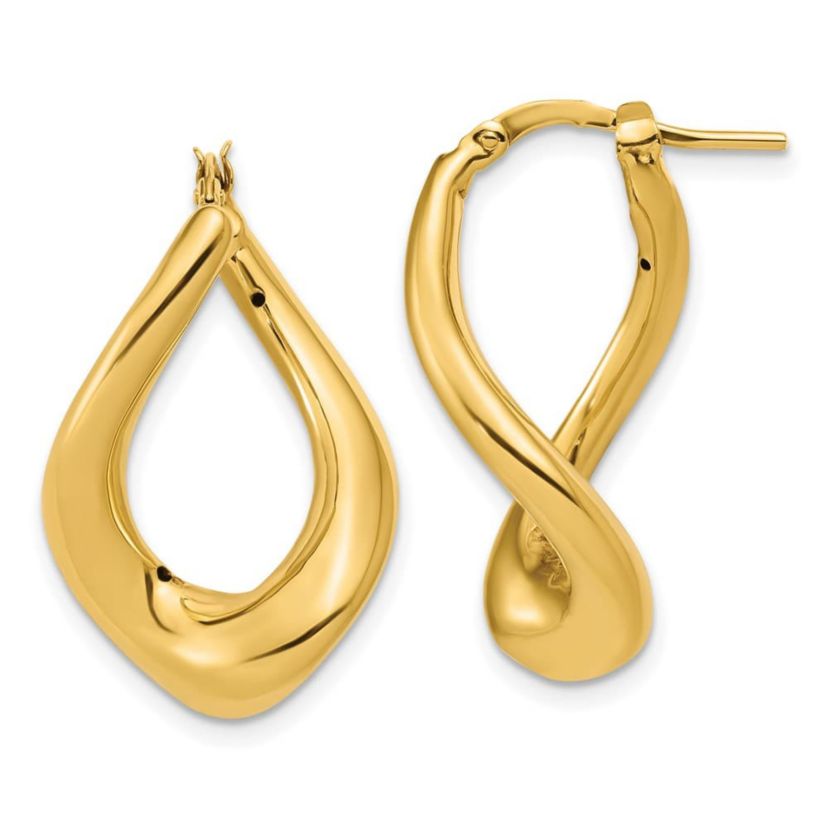 14K Yellow Gold Polished Twist Hoop Earrings