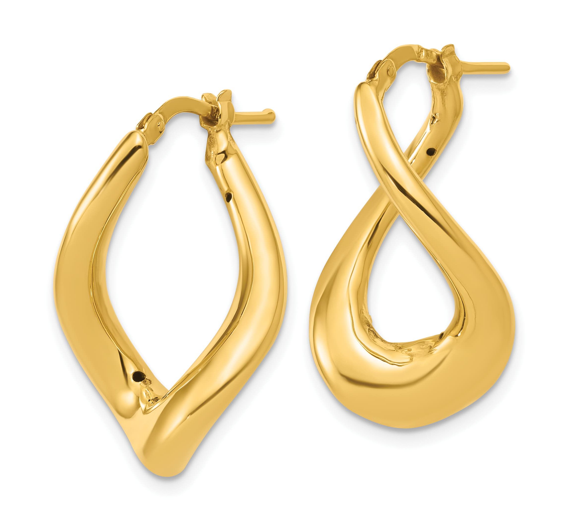 14K Yellow Gold Polished Twist Hoop Earrings