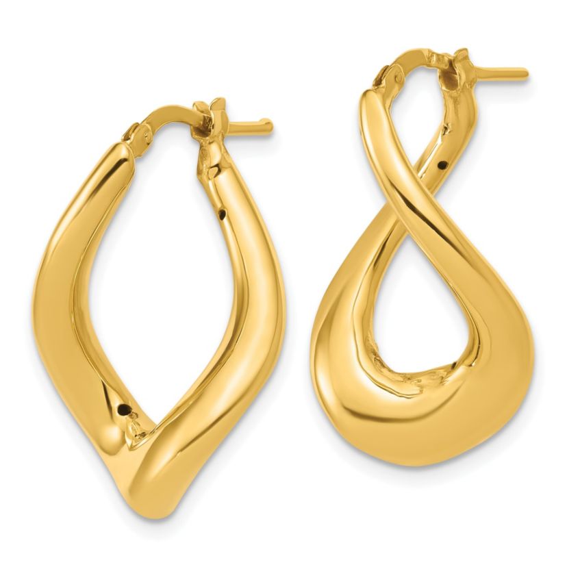 14K Yellow Gold Polished Twist Hoop Earrings