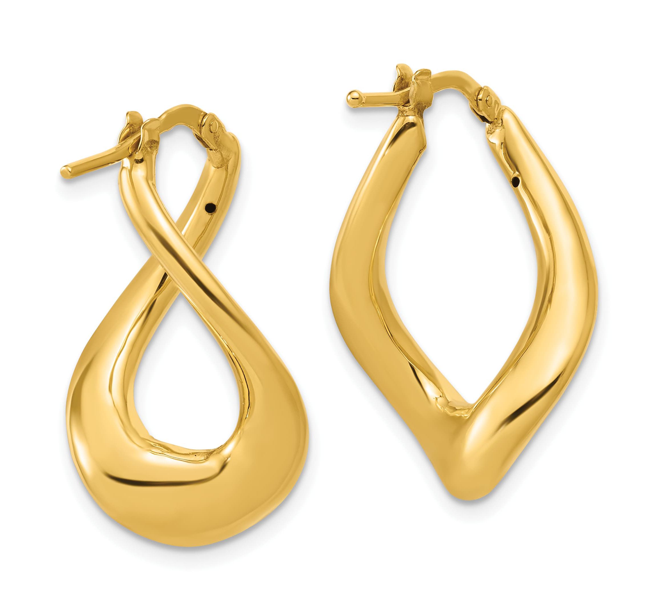 14K Yellow Gold Polished Twist Hoop Earrings