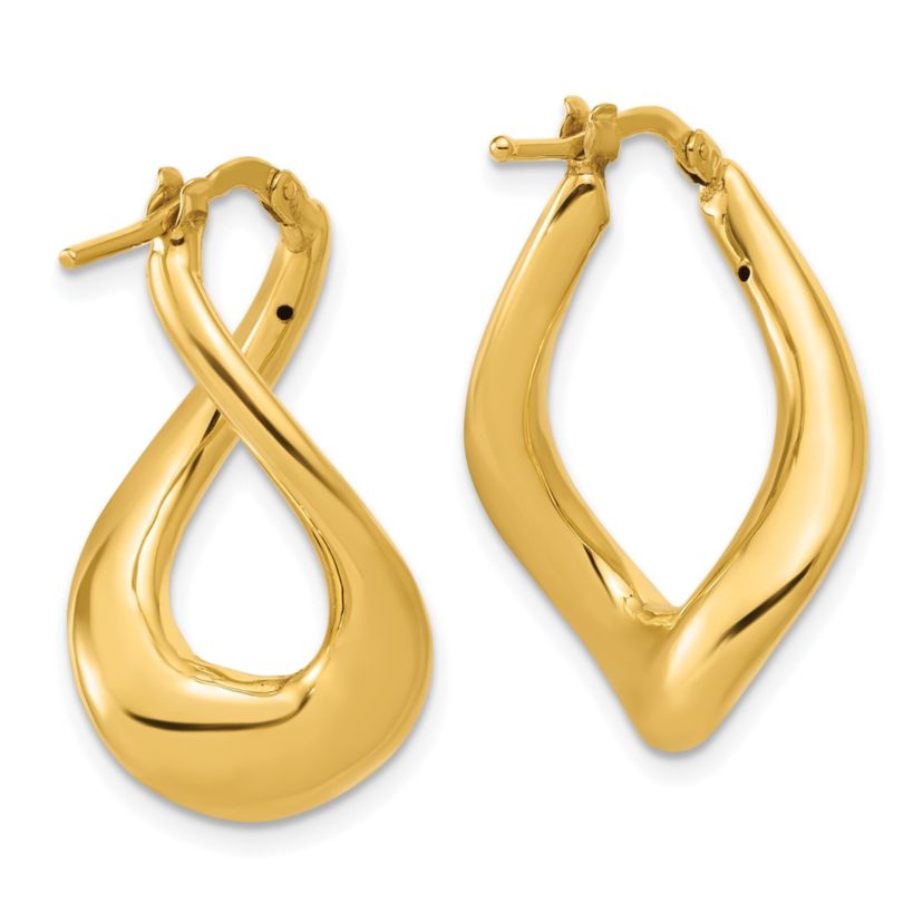 14K Yellow Gold Polished Twist Hoop Earrings