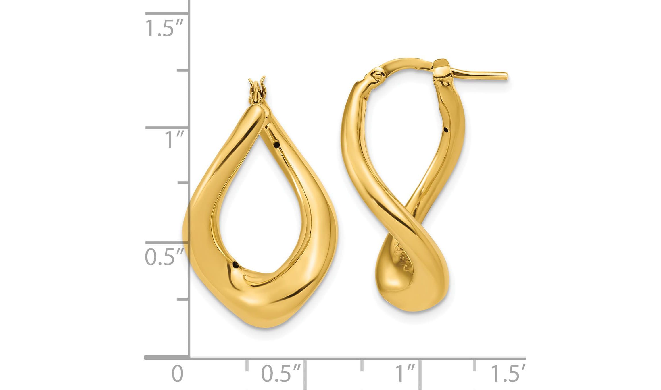14K Yellow Gold Polished Twist Hoop Earrings