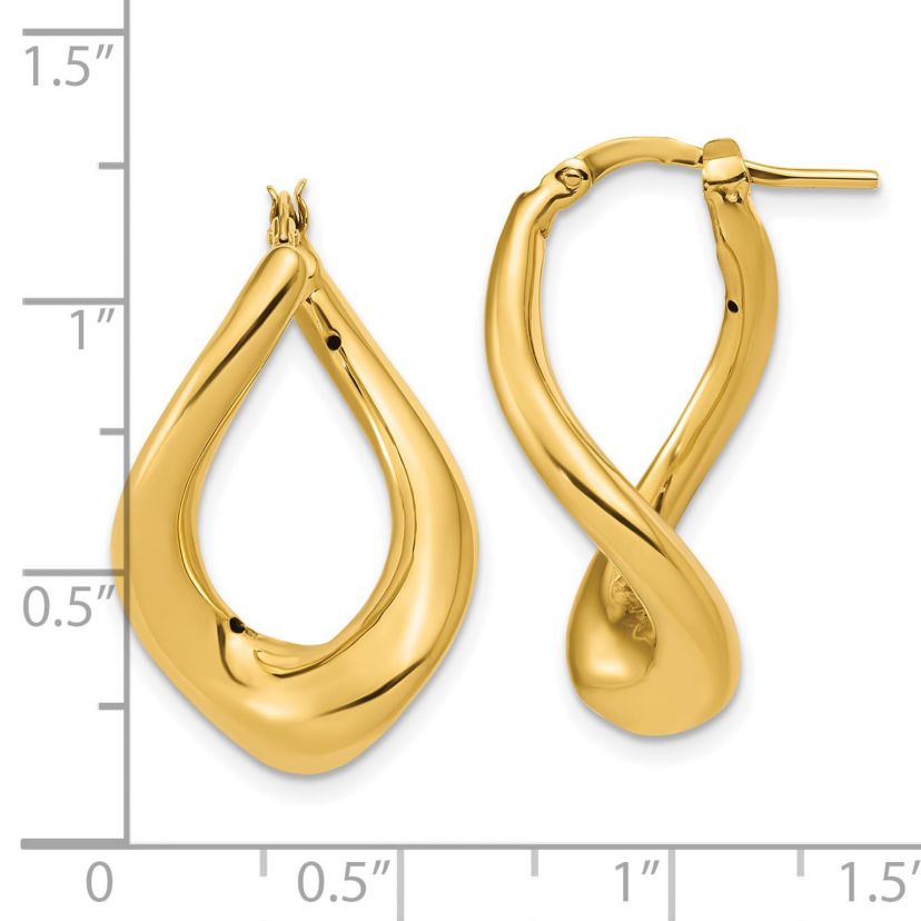 14K Yellow Gold Polished Twist Hoop Earrings