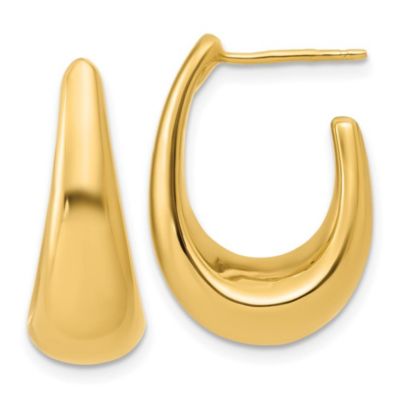 Belk & Co 14K Yellow Gold Polished Hollow J-Hoop Post Earrings