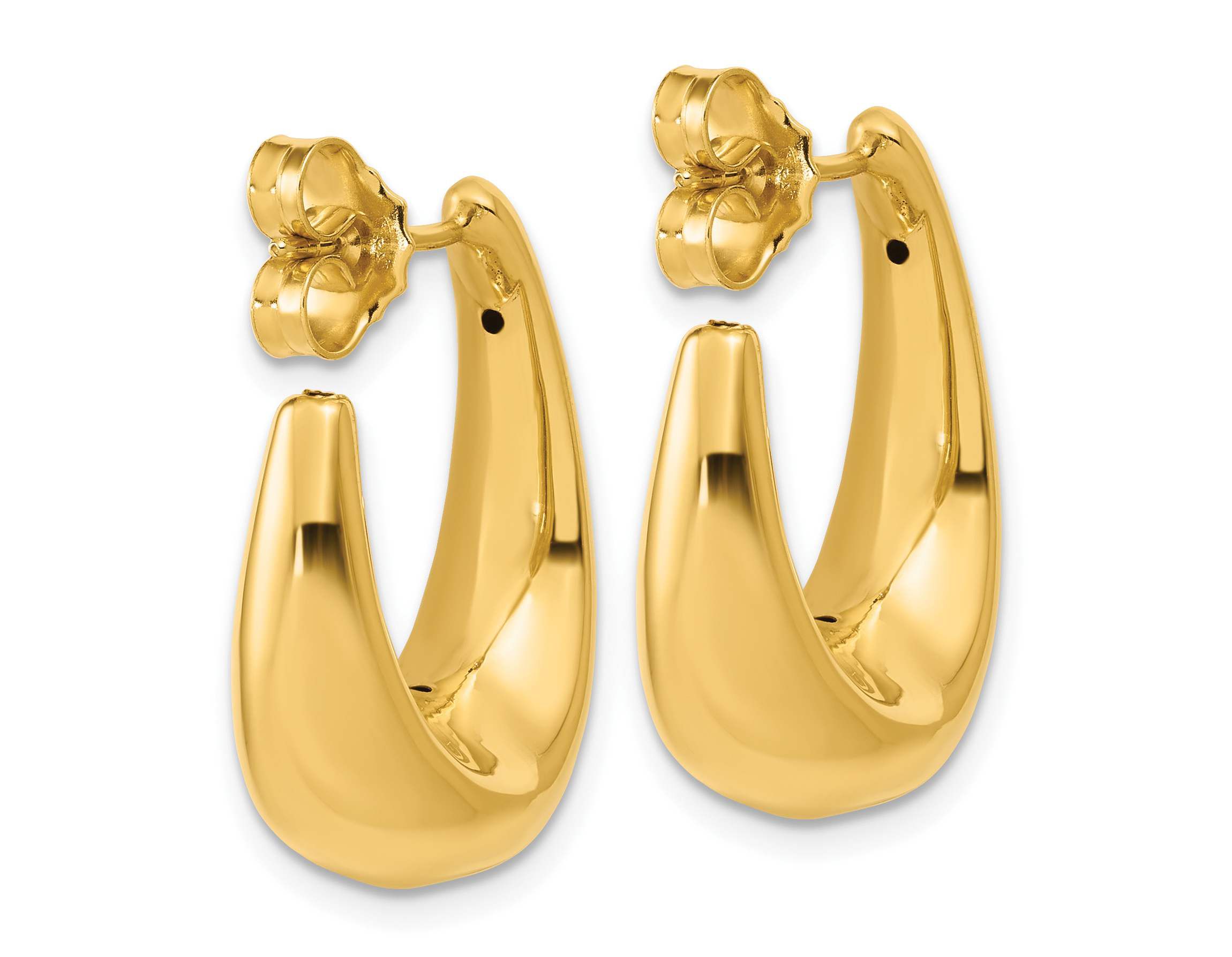 14K Yellow Gold Polished Hollow J-Hoop Post Earrings