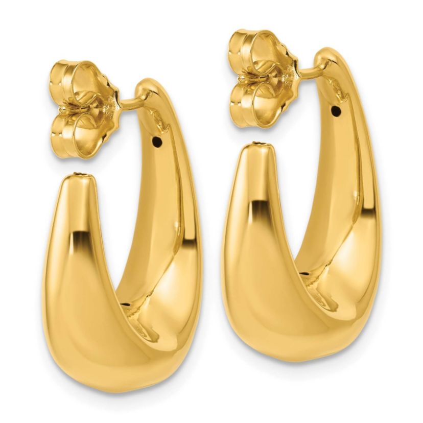 14K Yellow Gold Polished Hollow J-Hoop Post Earrings