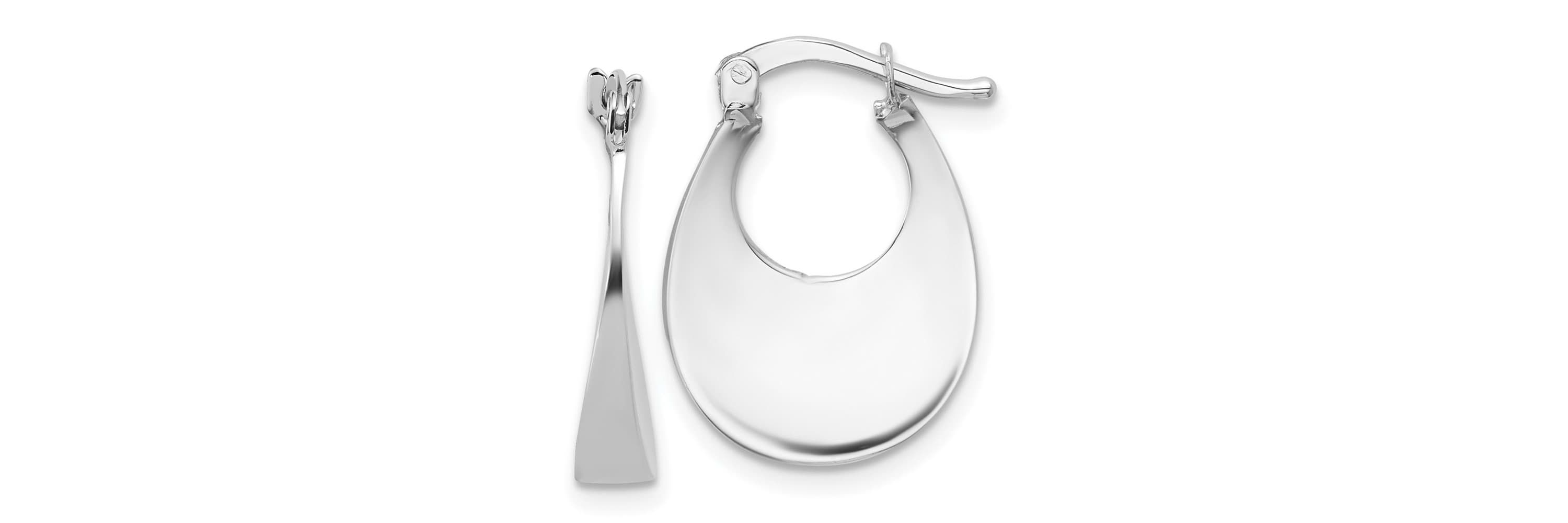 14K Gold Polished Fancy Oval Hoop Earrings