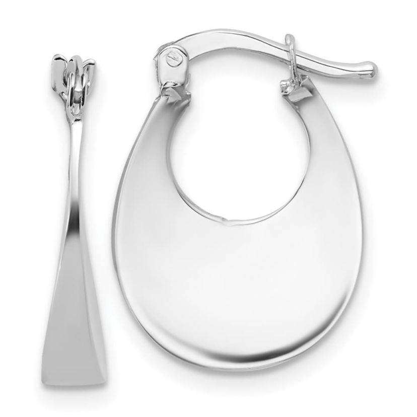 14K Gold Polished Fancy Oval Hoop Earrings
