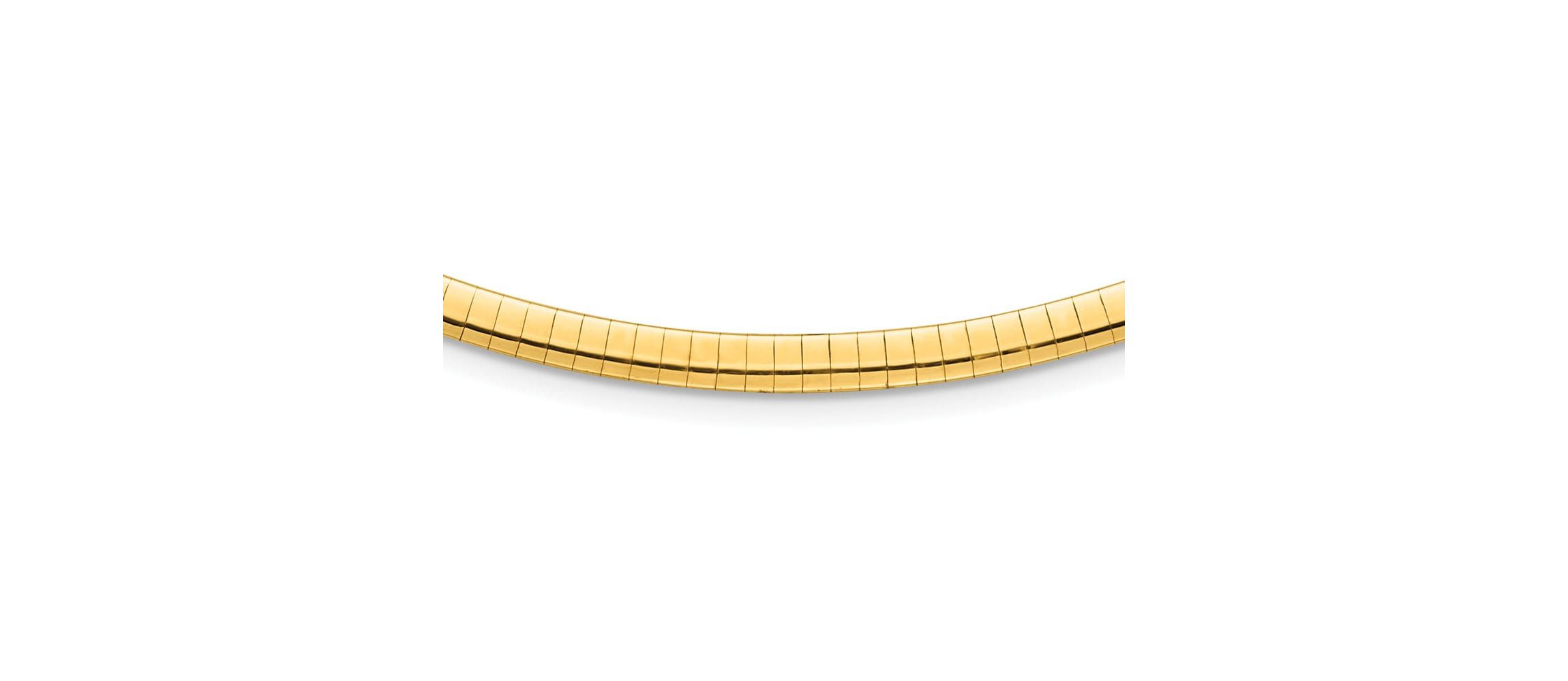 14K Yellow Gold Polished and Satin 4mm 18-inch Reversible Omega Necklace