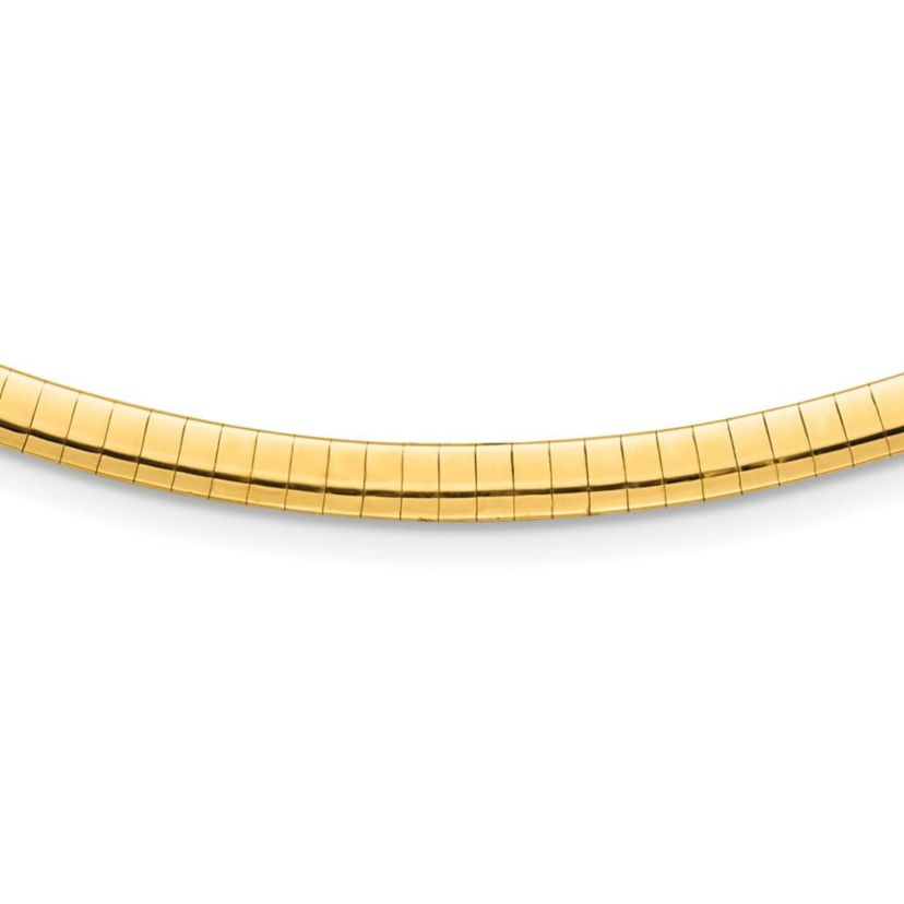 14K Yellow Gold Polished and Satin 4mm 18-inch Reversible Omega Necklace