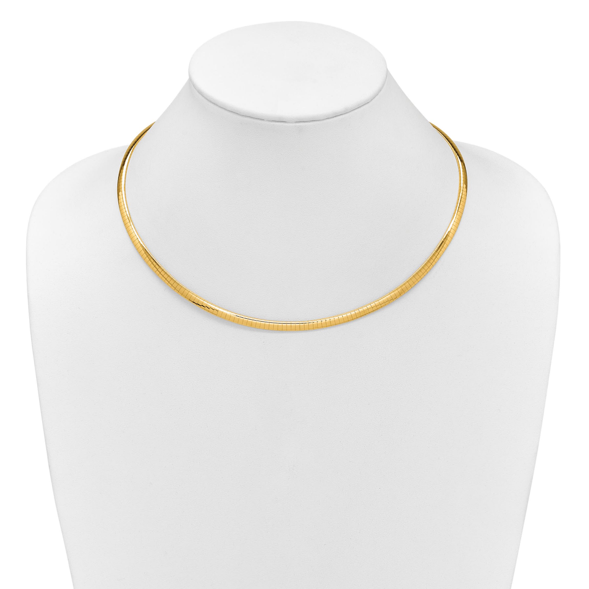 14K Yellow Gold Polished and Satin 4mm 18-inch Reversible Omega Necklace