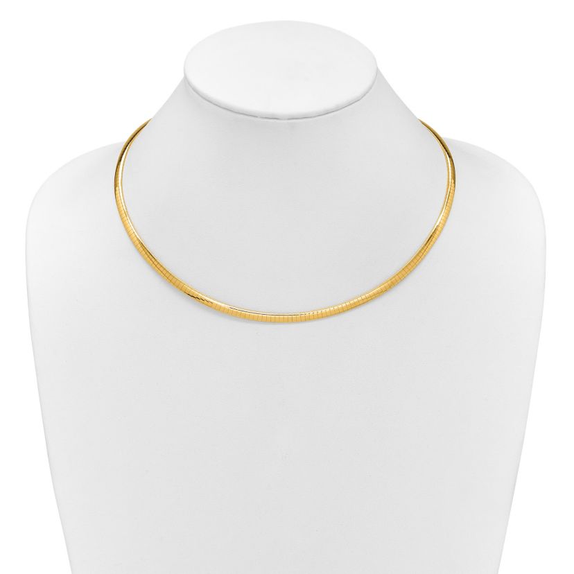 14K Yellow Gold Polished and Satin 4mm 18-inch Reversible Omega Necklace