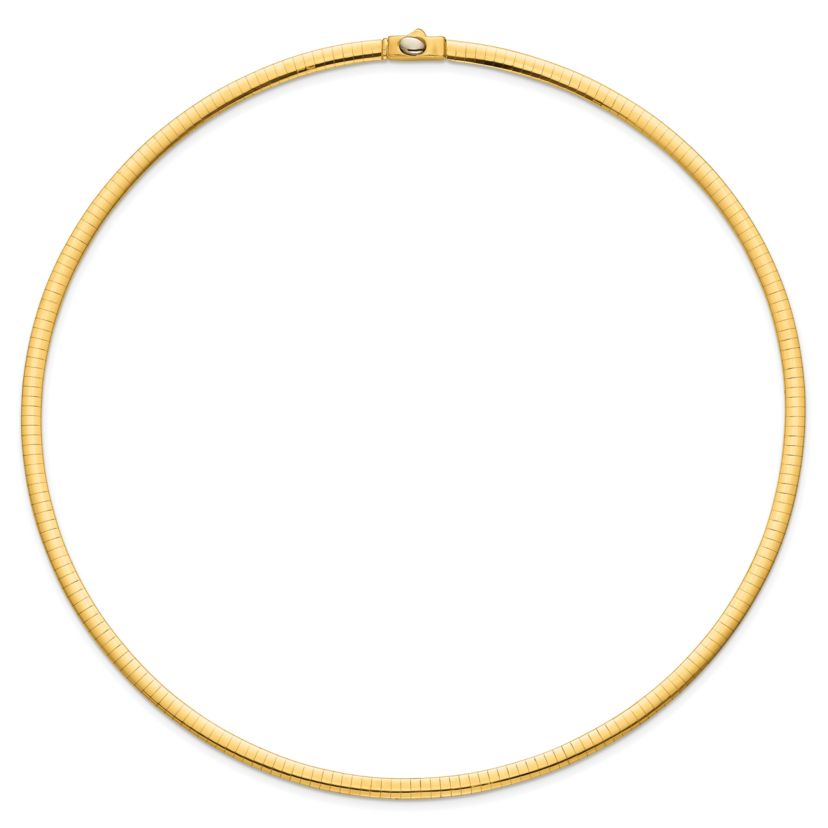 14K Yellow Gold Polished and Satin 4mm 18-inch Reversible Omega Necklace