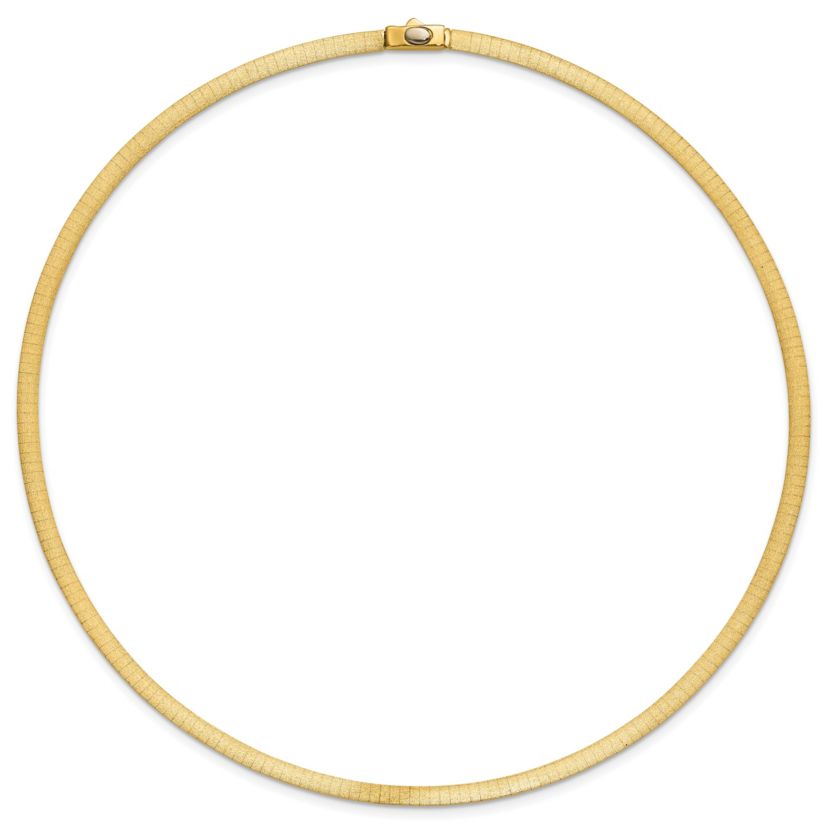 14K Yellow Gold Polished and Satin 4mm 18-inch Reversible Omega Necklace