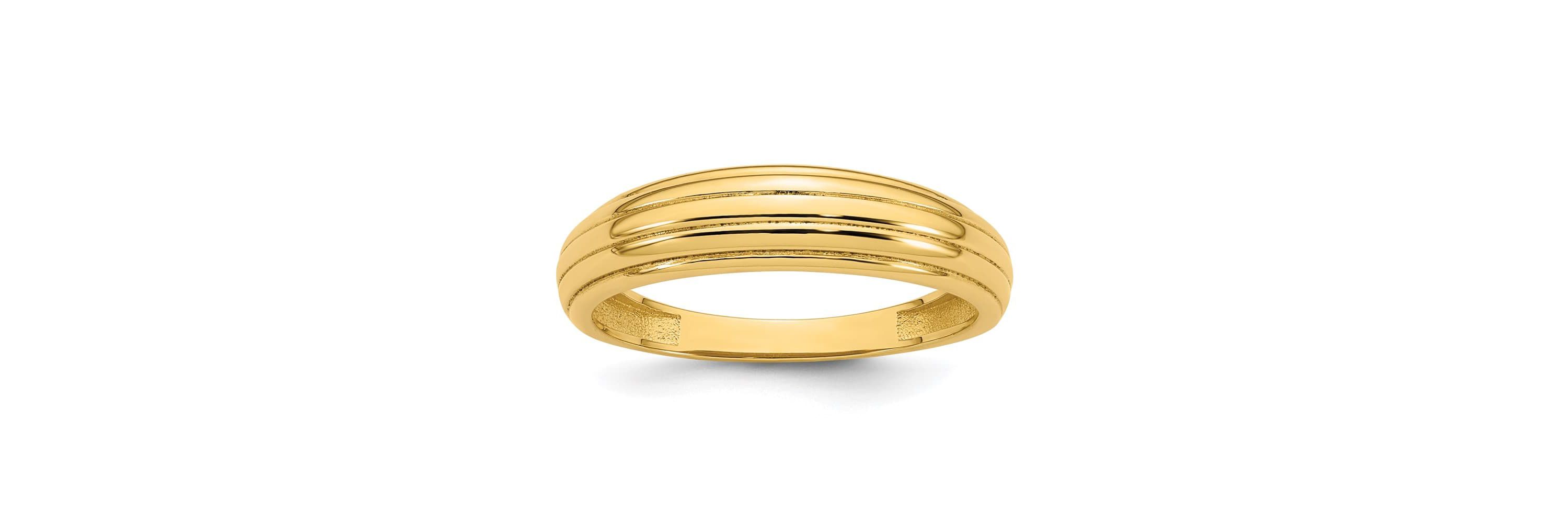14K Yellow Gold Polished Grooved Graduated Ring