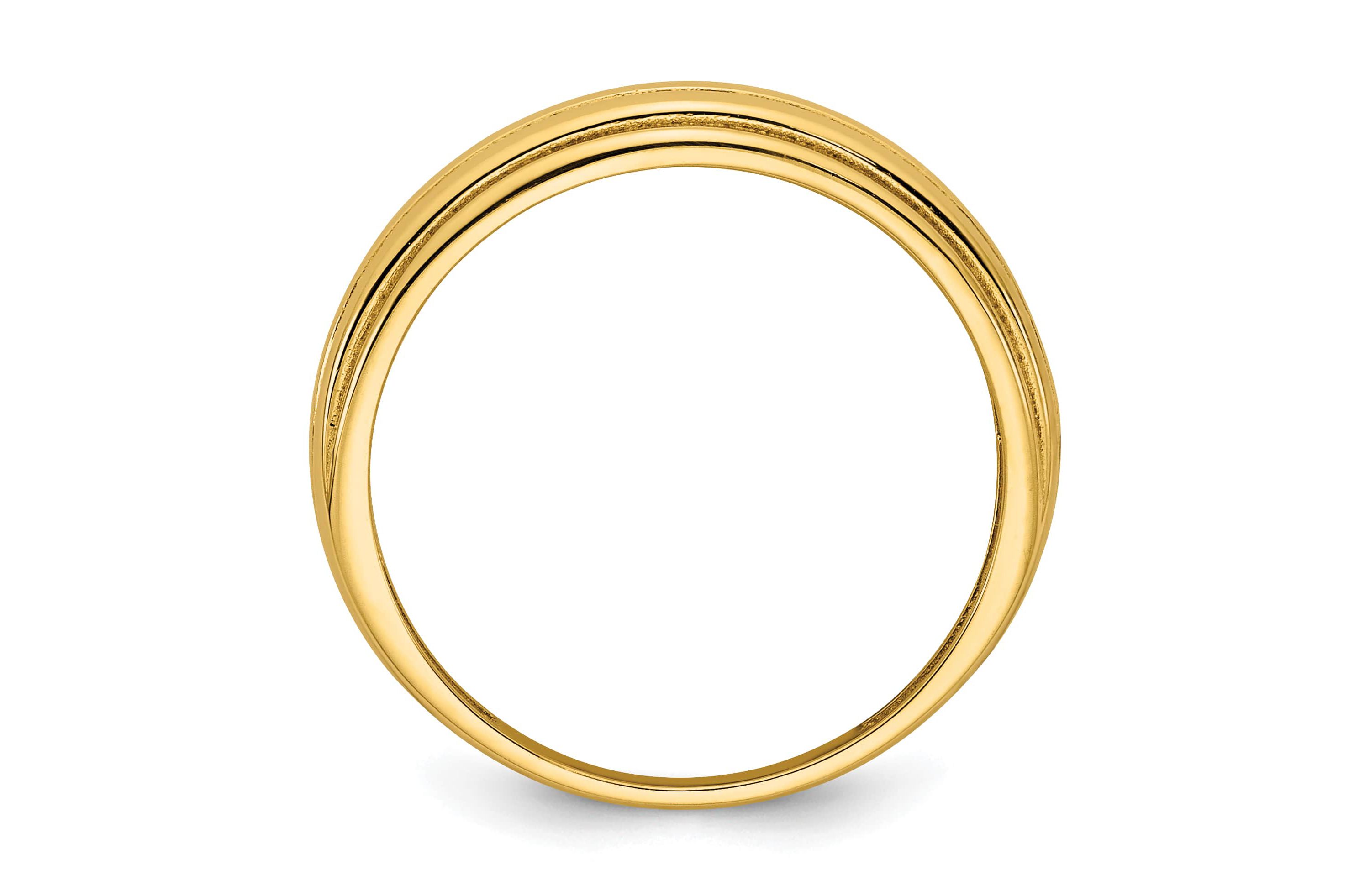 14K Yellow Gold Polished Grooved Graduated Ring