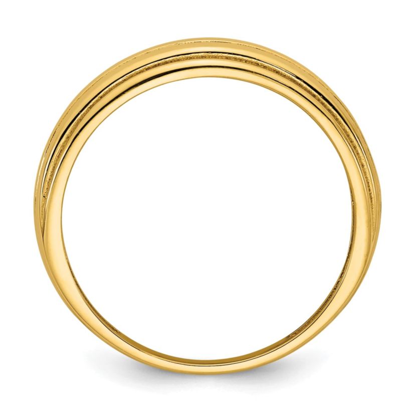 14K Yellow Gold Polished Grooved Graduated Ring
