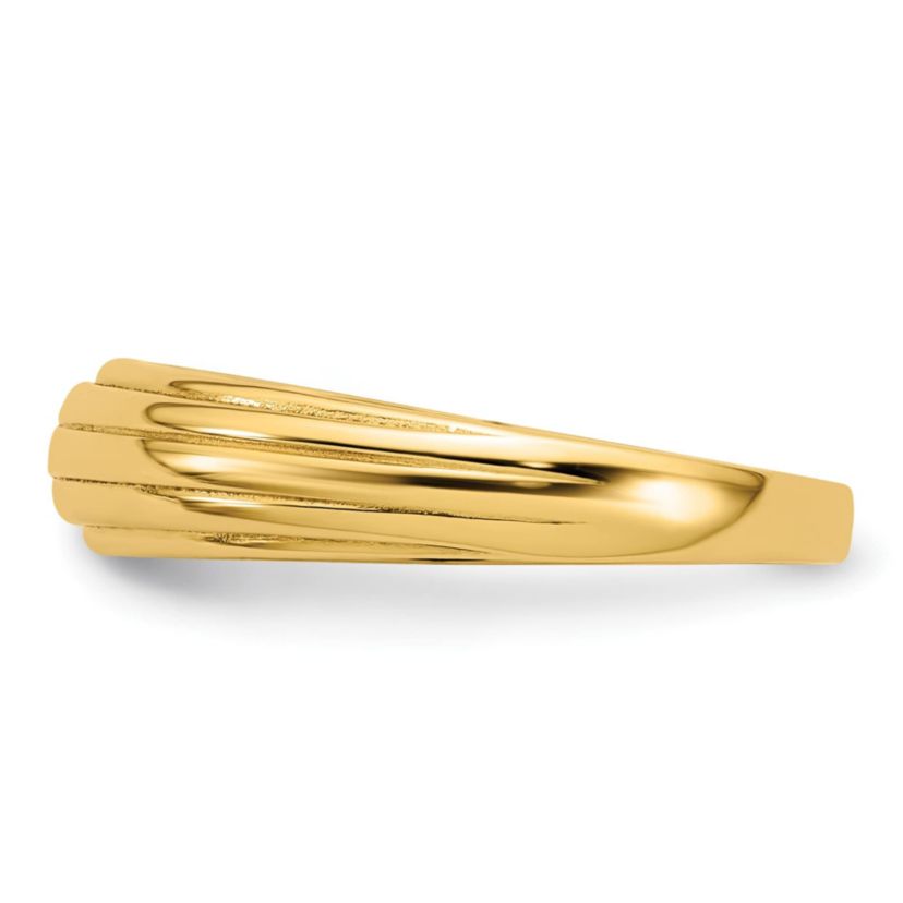 14K Yellow Gold Polished Grooved Graduated Ring