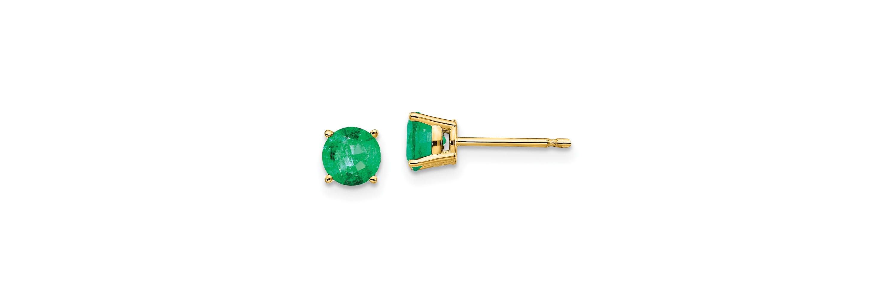 7/8 ct. t.w. Emerald Earrings in 14K Gold