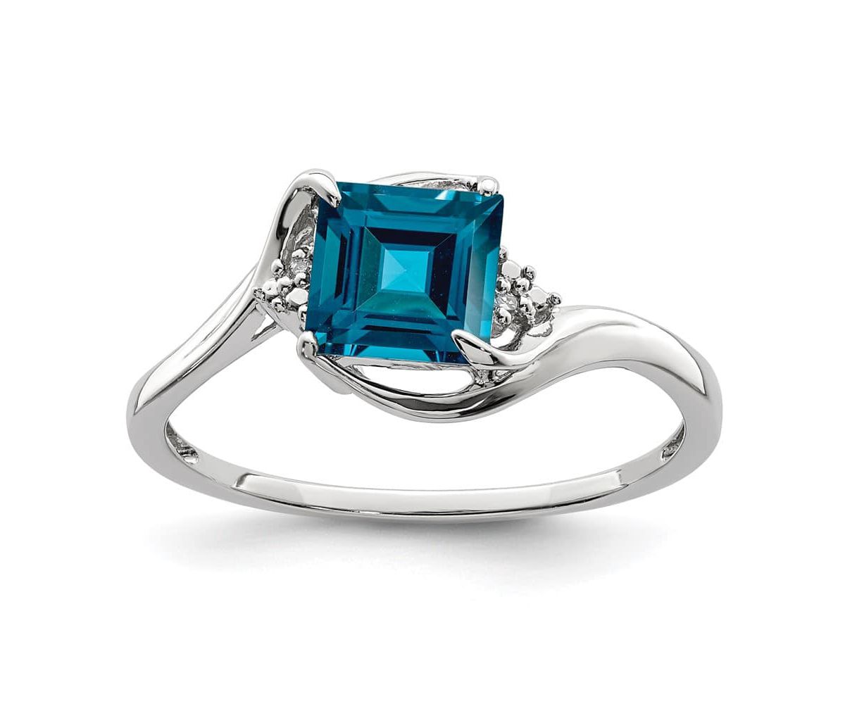 1.25 ct. t.w. London Blue Topaz and Diamond Accent Ring in Rhodium-plated Sterling Silver