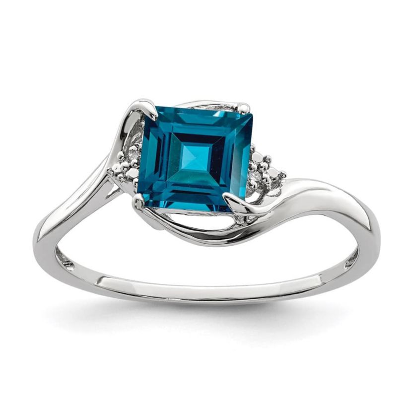 1.25 ct. t.w. London Blue Topaz and Diamond Accent Ring in Rhodium-plated Sterling Silver