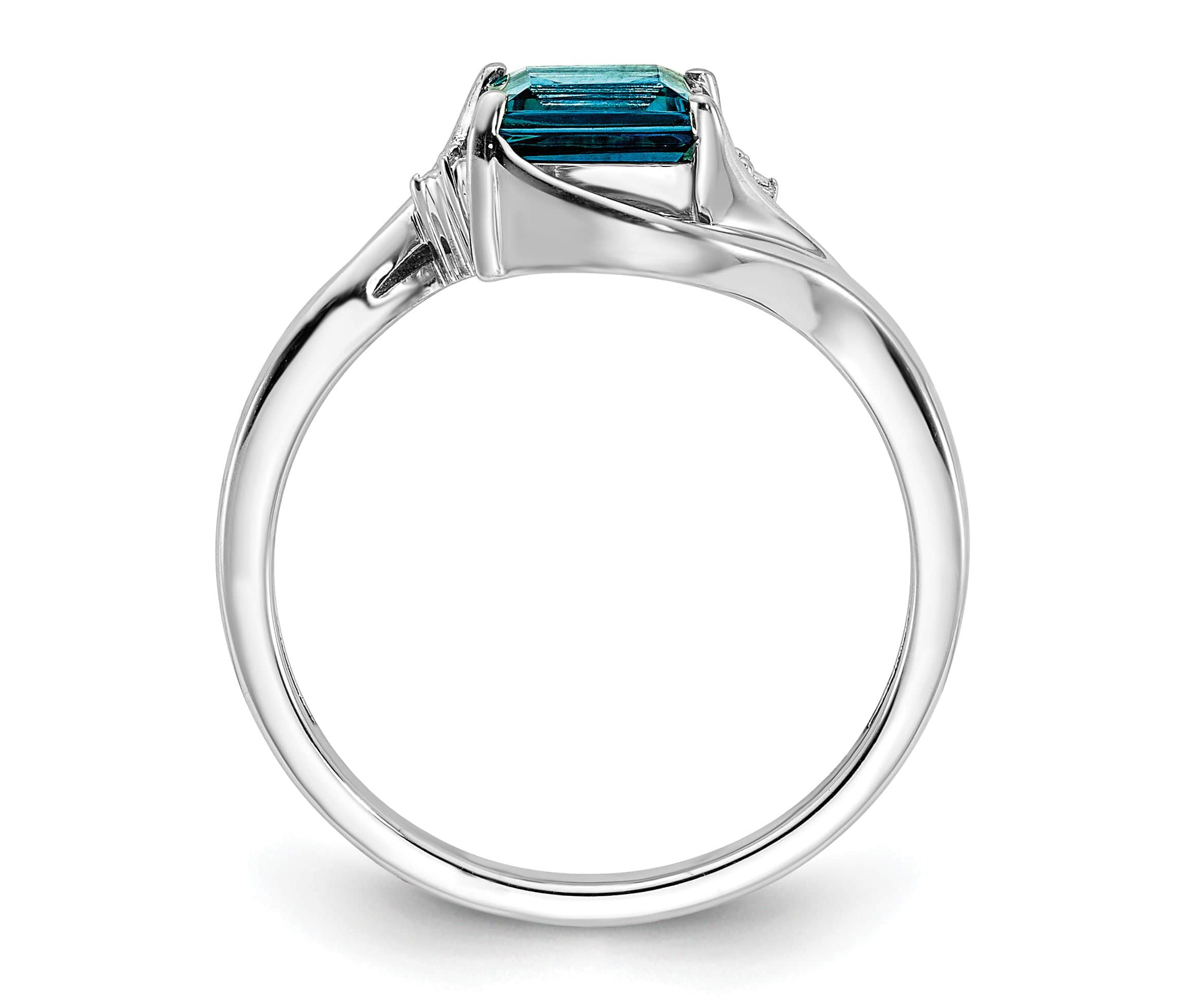 1.25 ct. t.w. London Blue Topaz and Diamond Accent Ring in Rhodium-plated Sterling Silver