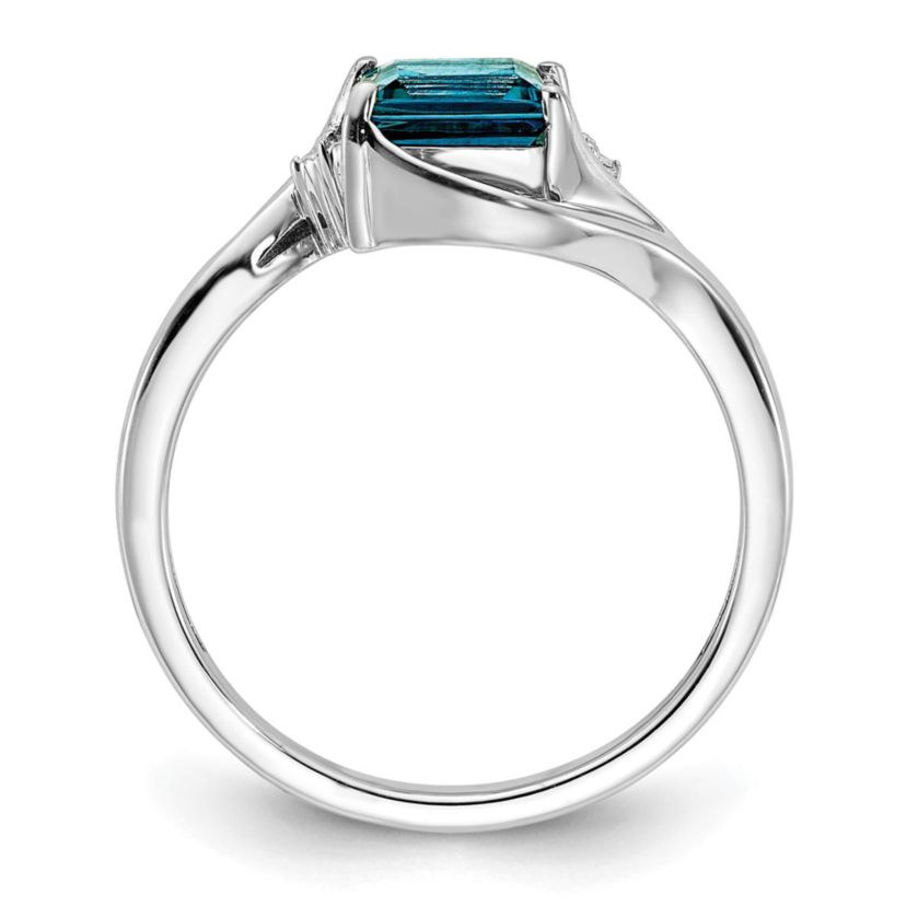 1.25 ct. t.w. London Blue Topaz and Diamond Accent Ring in Rhodium-plated Sterling Silver