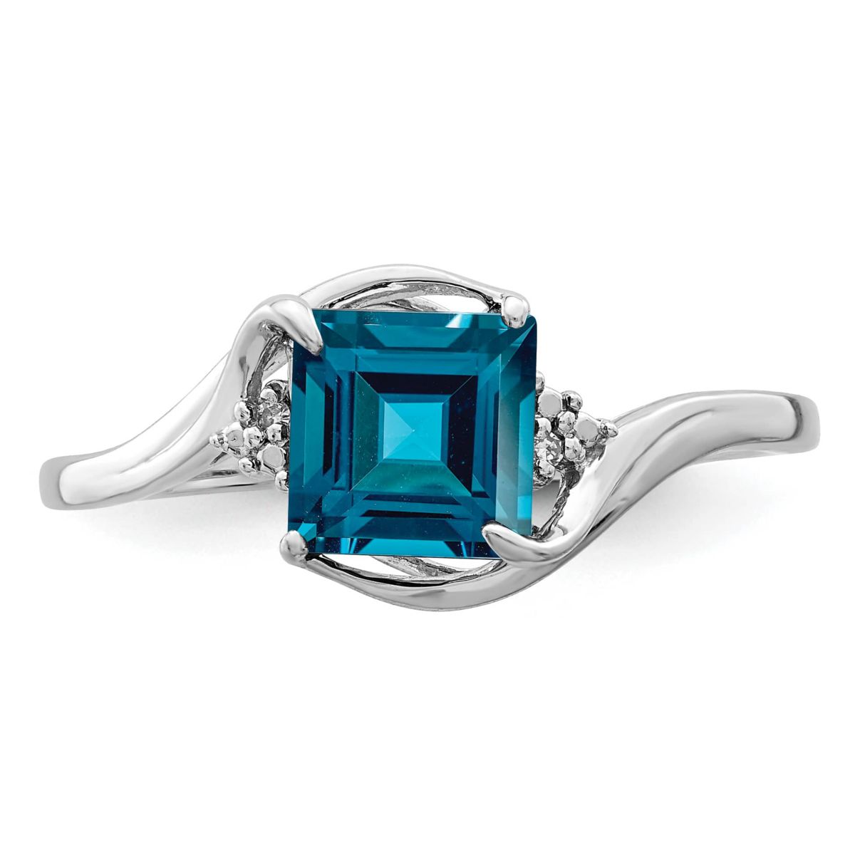 1.25 ct. t.w. London Blue Topaz and Diamond Accent Ring in Rhodium-plated Sterling Silver