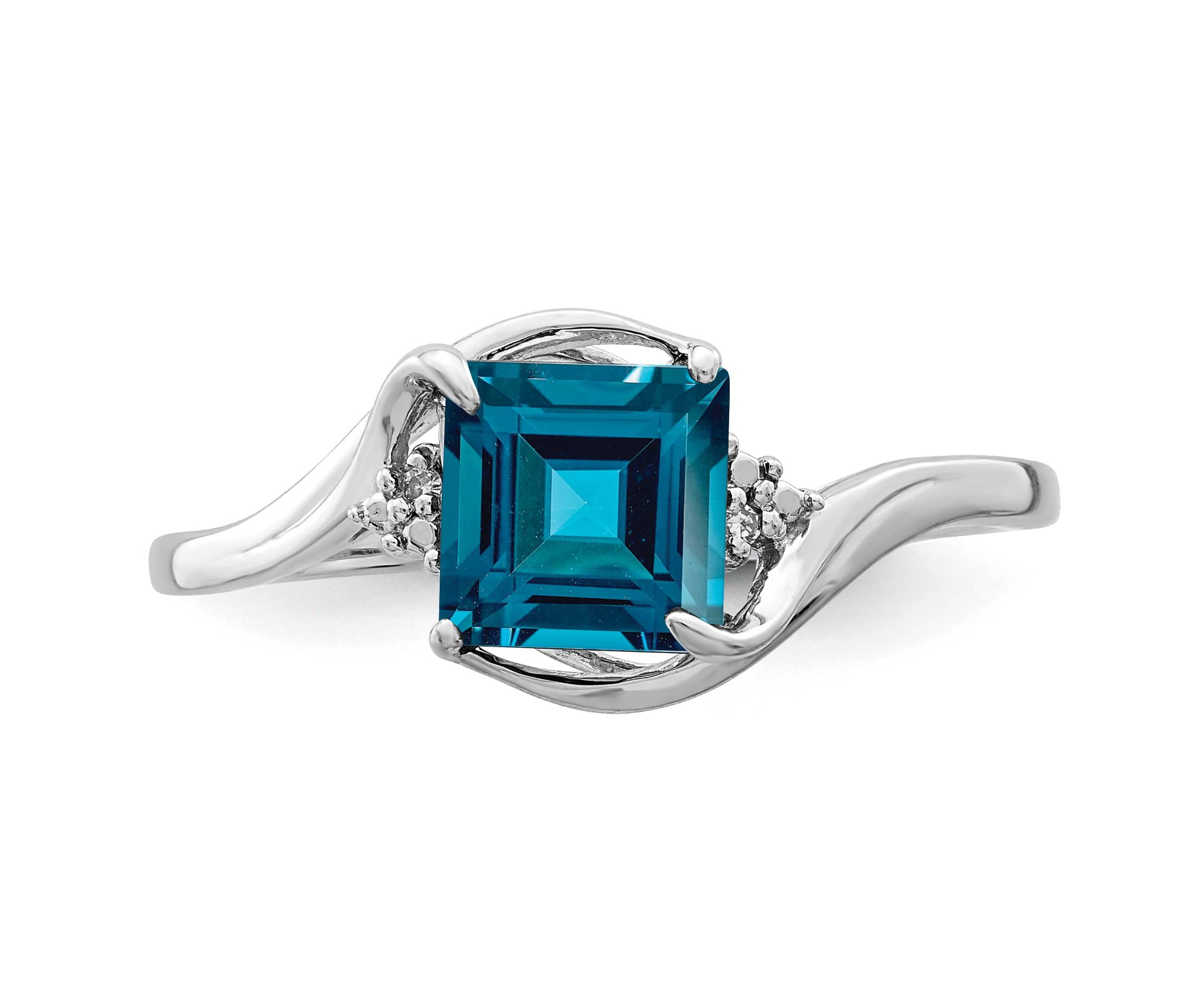 1.25 ct. t.w. London Blue Topaz and Diamond Accent Ring in Rhodium-plated Sterling Silver