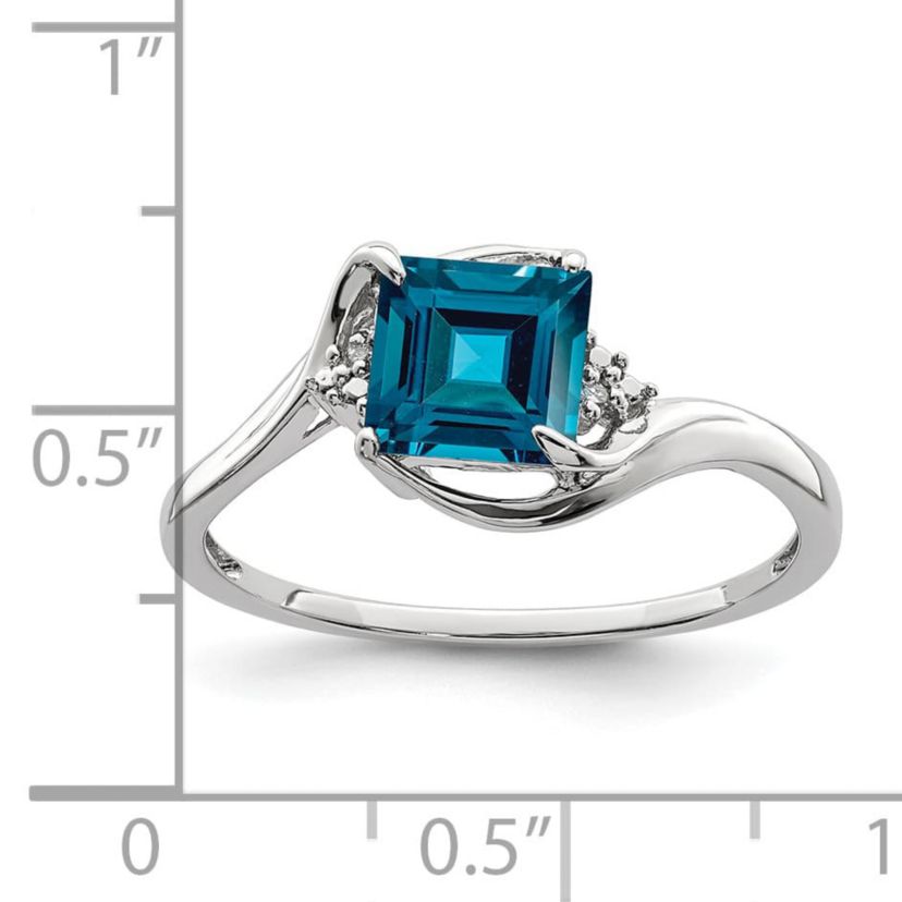 1.25 ct. t.w. London Blue Topaz and Diamond Accent Ring in Rhodium-plated Sterling Silver