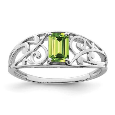 Belk & Co 1/2 ct. t.w. Peridot Ring in Rhodium-plated Sterling Silver, Green, 9