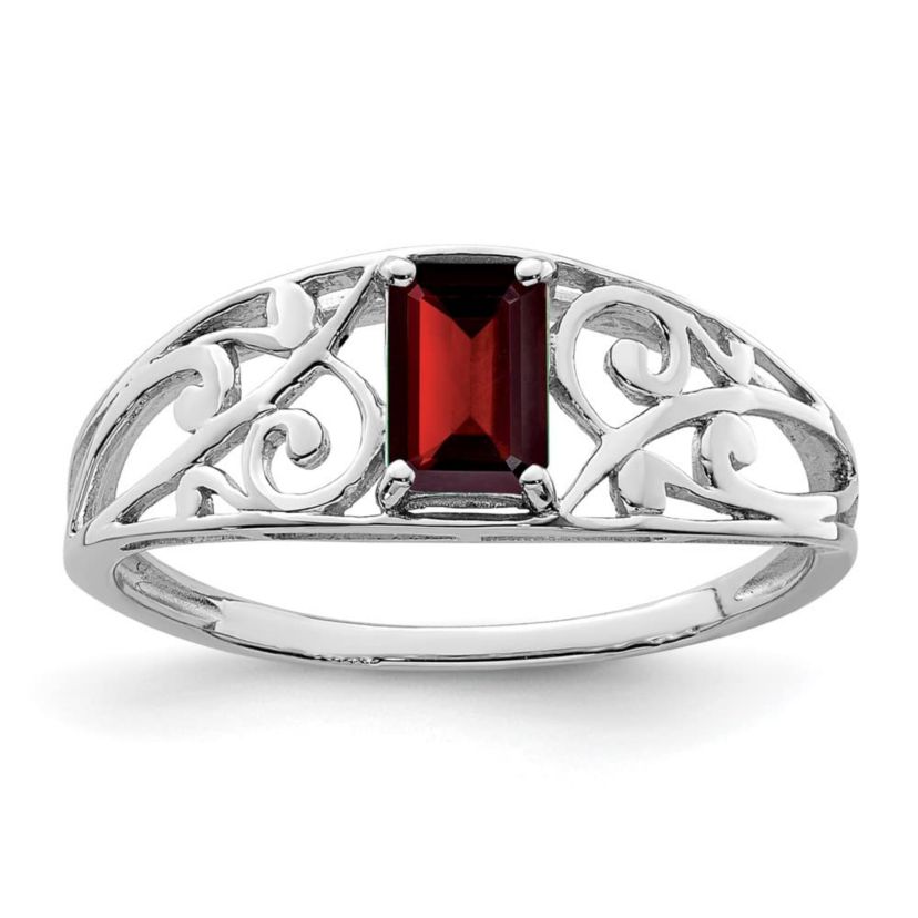5/8 ct. t.w. Garnet Ring in Rhodium-plated Sterling Silver