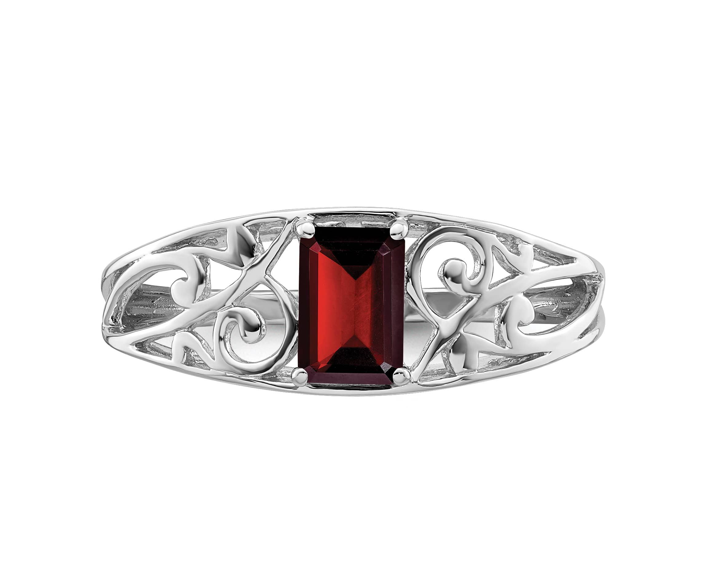 5/8 ct. t.w. Garnet Ring in Rhodium-plated Sterling Silver