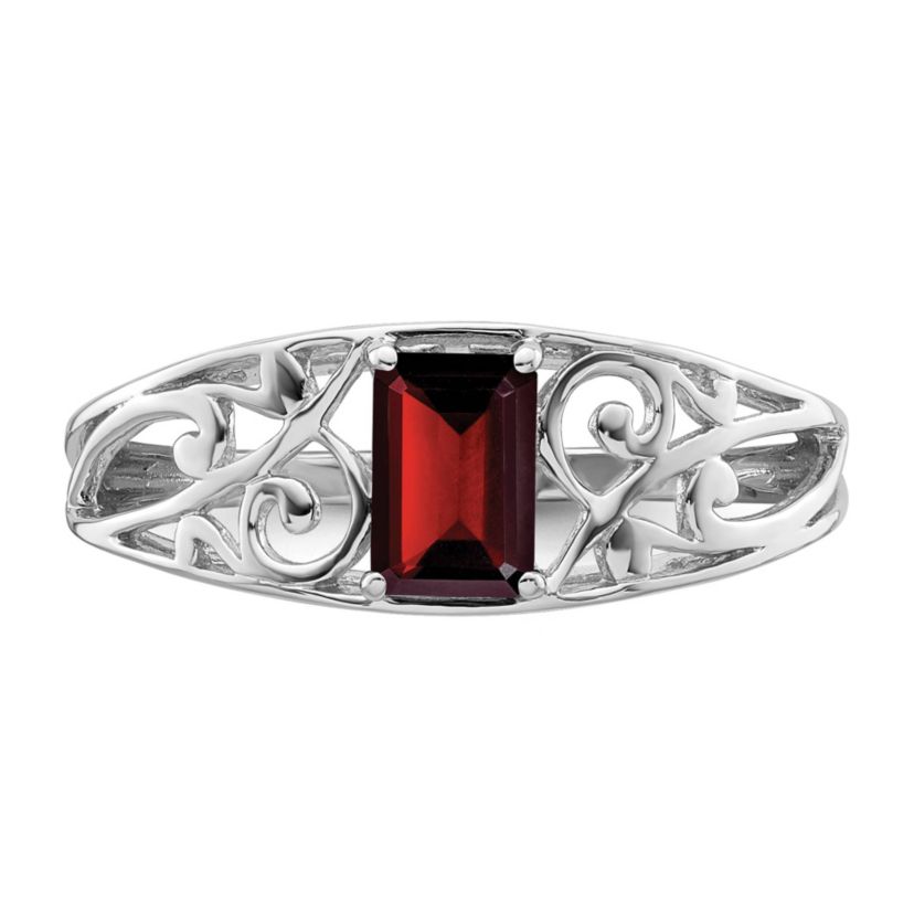 5/8 ct. t.w. Garnet Ring in Rhodium-plated Sterling Silver