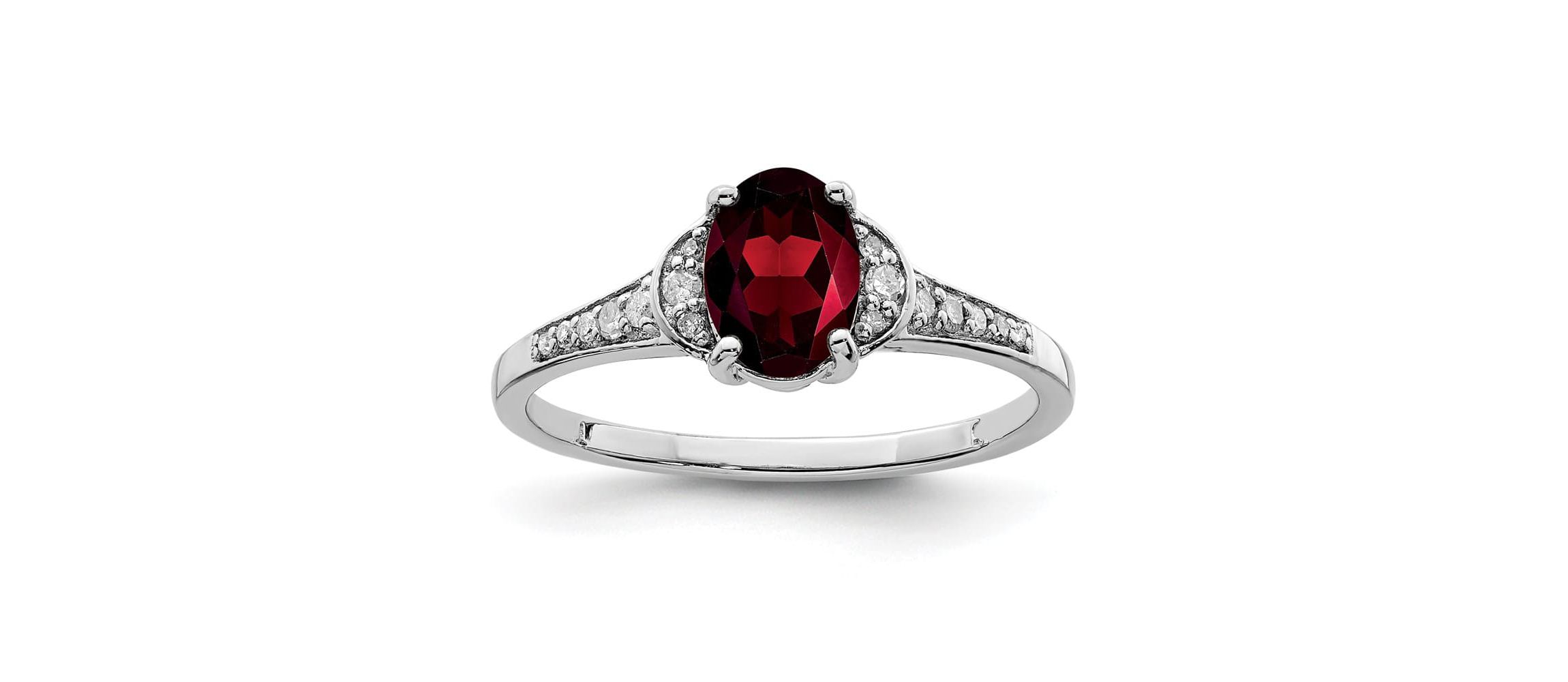 0.95 ct. t.w. Garnet and 1/10 ct. t.w. Diamond Ring in Rhodium-plated Sterling Silver