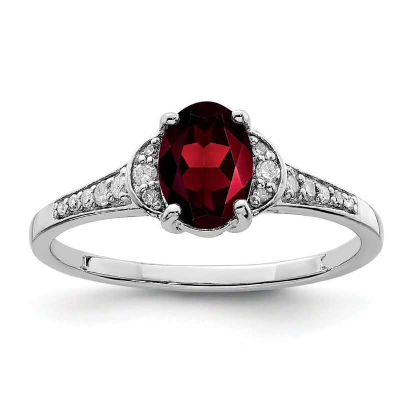 0.95 ct. t.w. Garnet and 1/10 ct. t.w. Diamond Ring in Rhodium-plated Sterling Silver