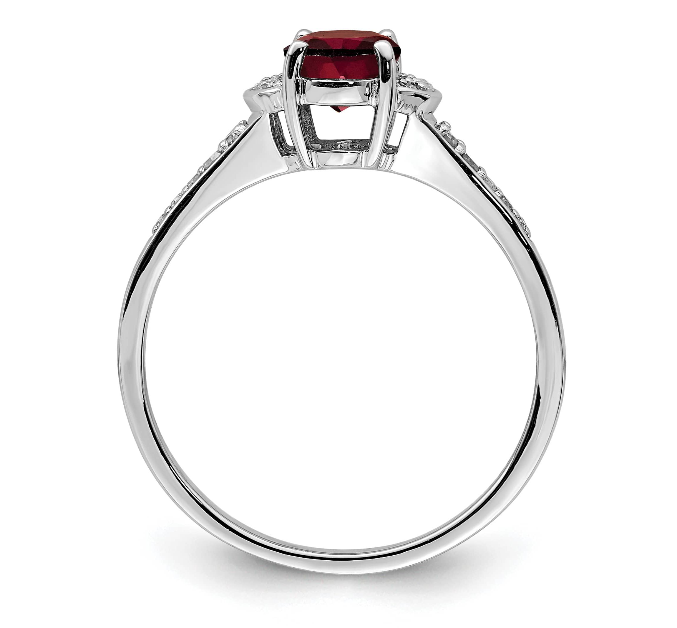 0.95 ct. t.w. Garnet and 1/10 ct. t.w. Diamond Ring in Rhodium-plated Sterling Silver